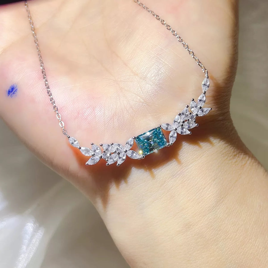 2 Carat 925 Sterling Silver Moissanite Necklace Silver / One Size Apparel and Accessories