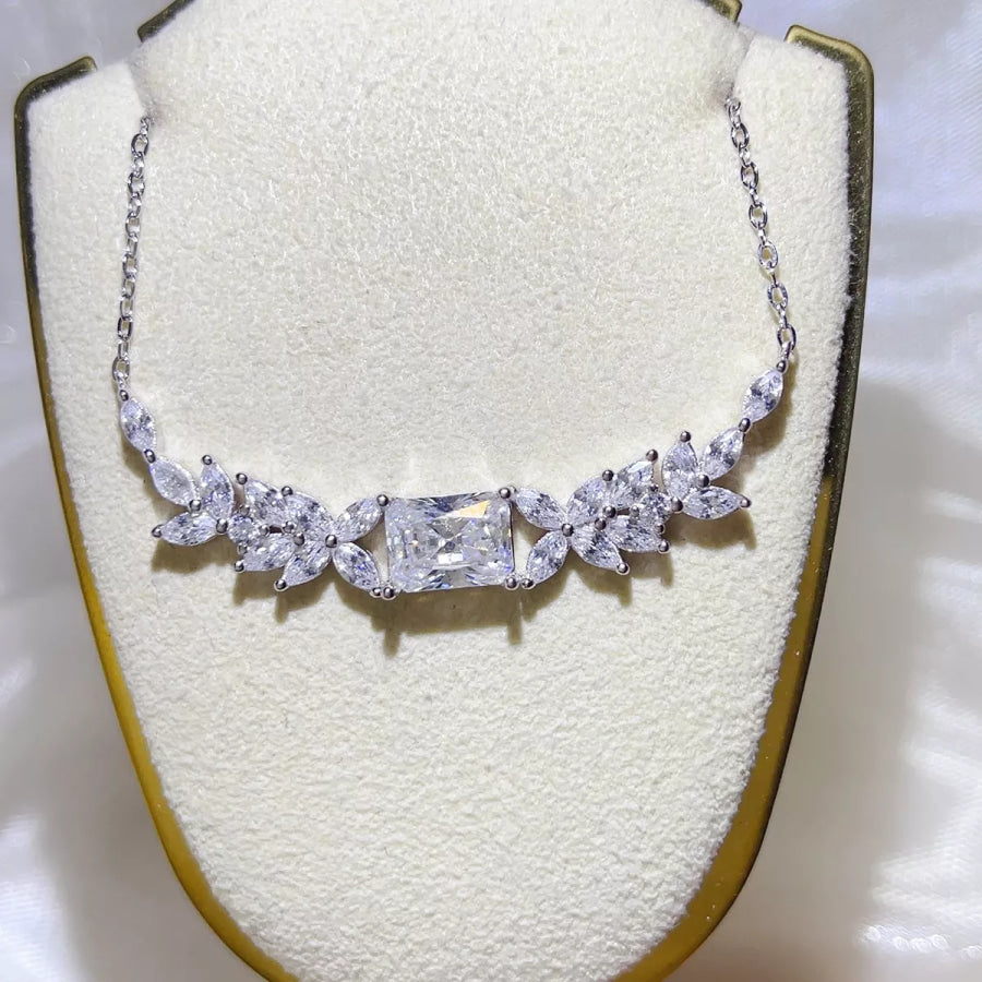 2 Carat 925 Sterling Silver Moissanite Necklace Silver / One Size Apparel and Accessories