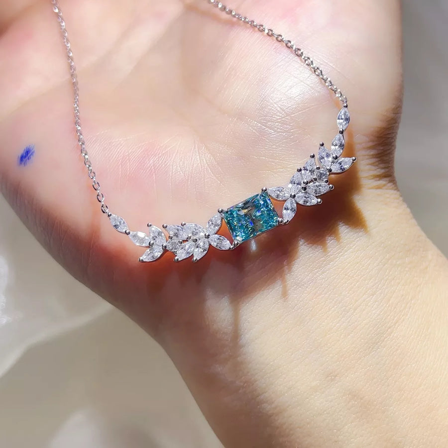 2 Carat 925 Sterling Silver Moissanite Necklace Silver / One Size Apparel and Accessories