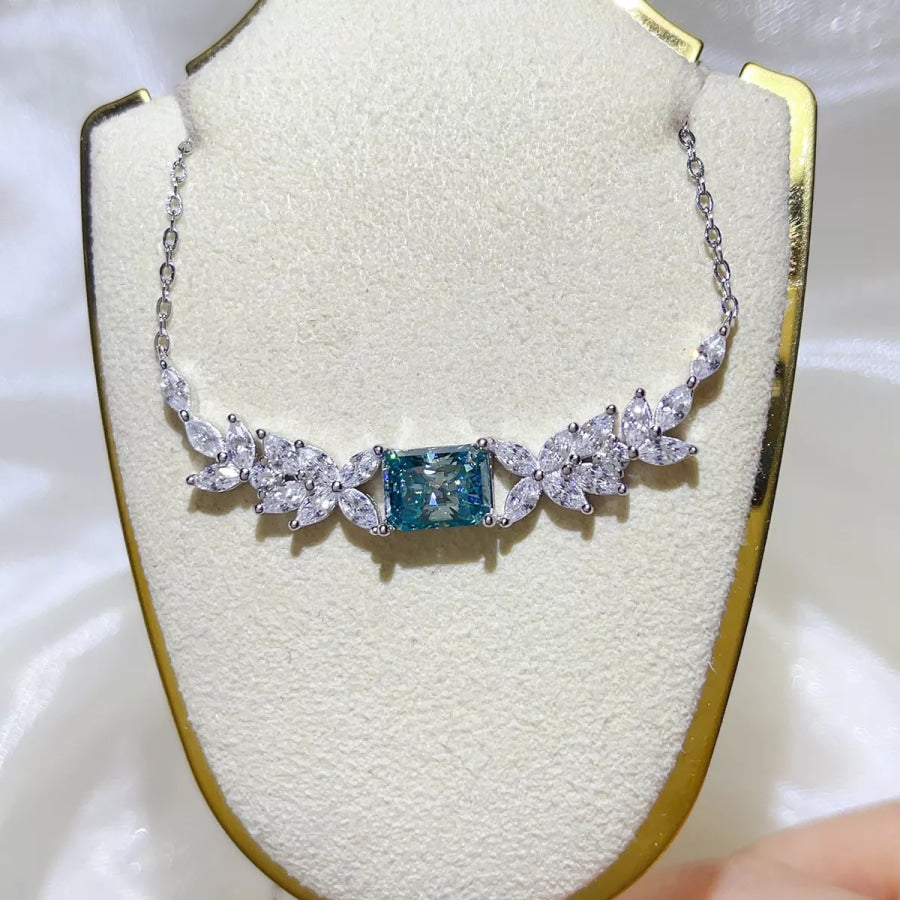 2 Carat 925 Sterling Silver Moissanite Necklace Silver / One Size Apparel and Accessories