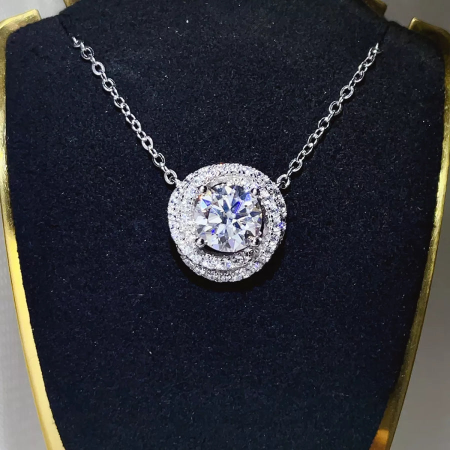 2 Carat 925 Sterling Silver Moissanite Pendant Necklace Silver / One Size Apparel and Accessories