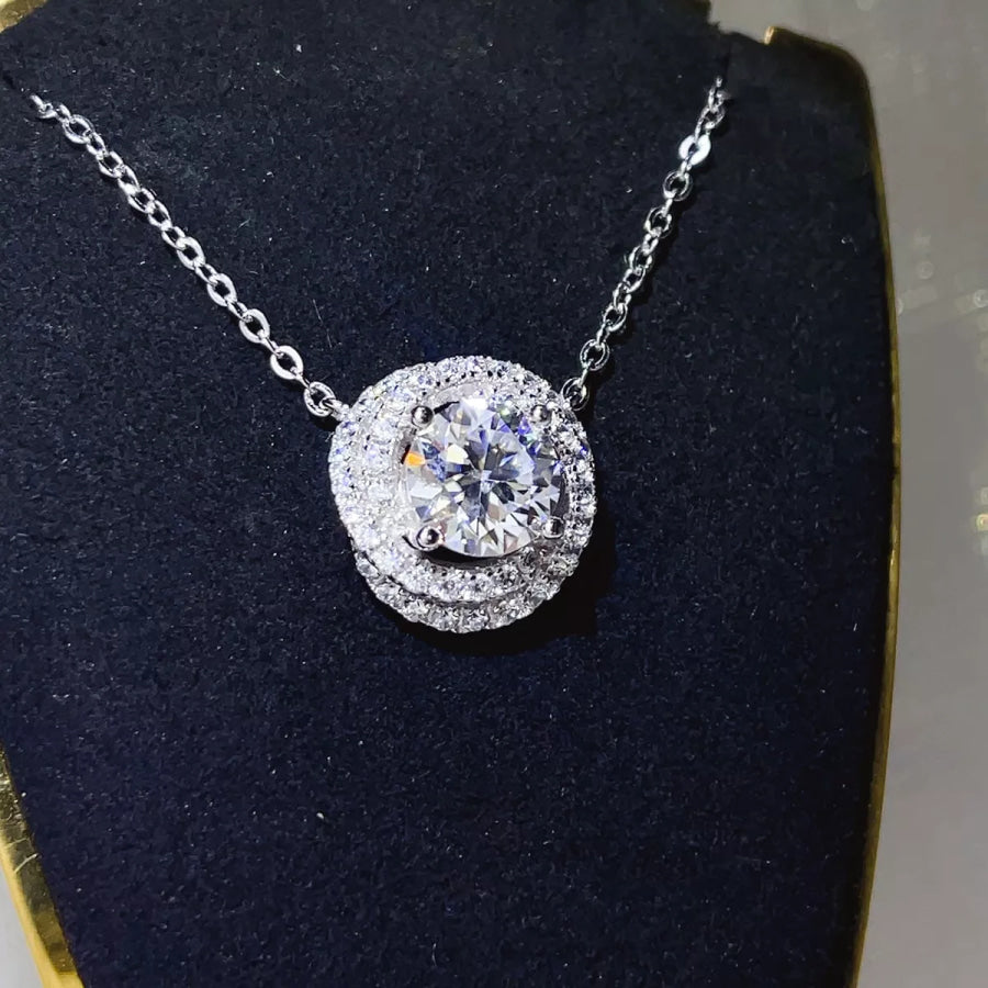 2 Carat 925 Sterling Silver Moissanite Pendant Necklace Silver / One Size Apparel and Accessories