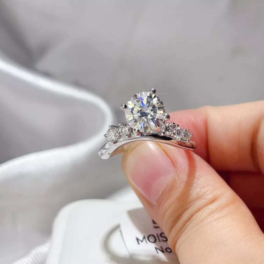 2 Carat 925 Sterling Silver Moissanite Ring Silver / 4 Apparel and Accessories