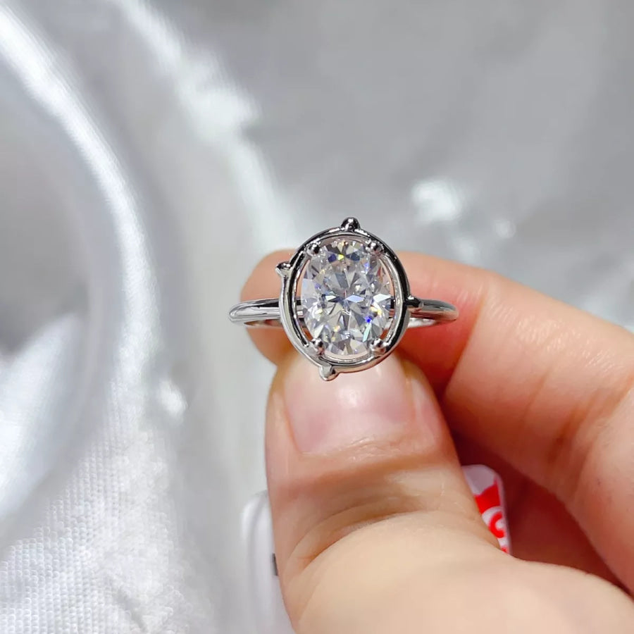 2 Carat 925 Sterling Silver Moissanite Ring Silver / 4 Apparel and Accessories