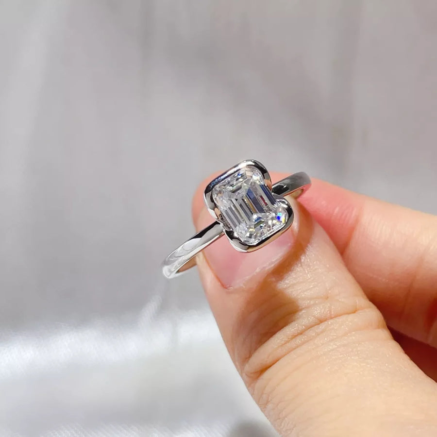 2 Carat 925 Sterling Silver Moissanite Ring Silver / 4 Apparel and Accessories