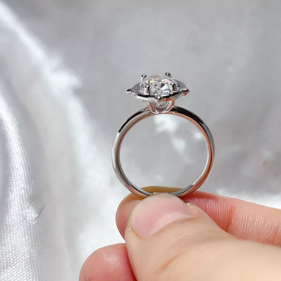 2 Carat 925 Sterling Silver Moissanite Ring Silver / 4 Apparel and Accessories