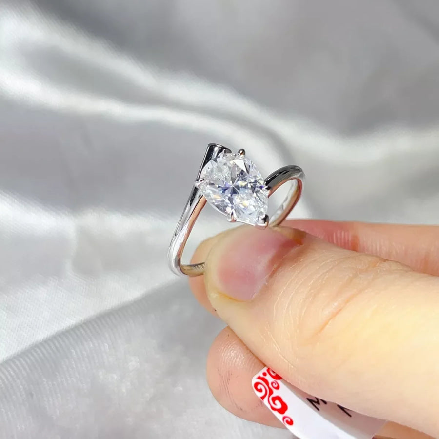 2 Carat 925 Sterling Silver Moissanite Ring Silver / 4 Apparel and Accessories