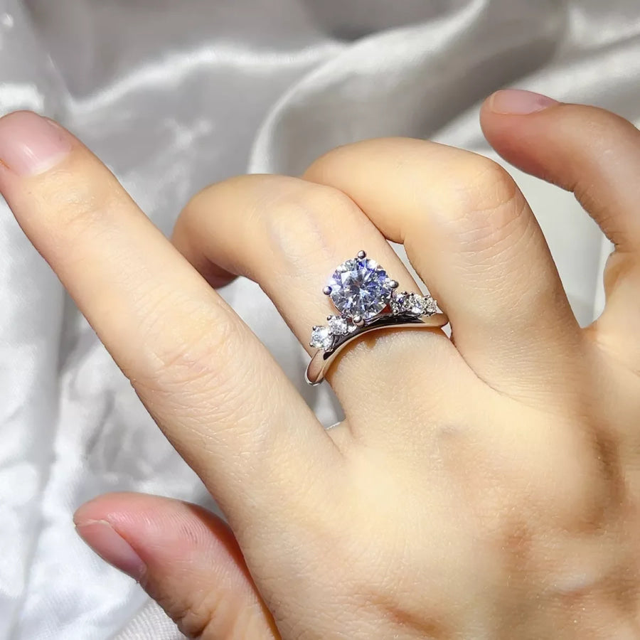 2 Carat 925 Sterling Silver Moissanite Ring Silver / 4 Apparel and Accessories