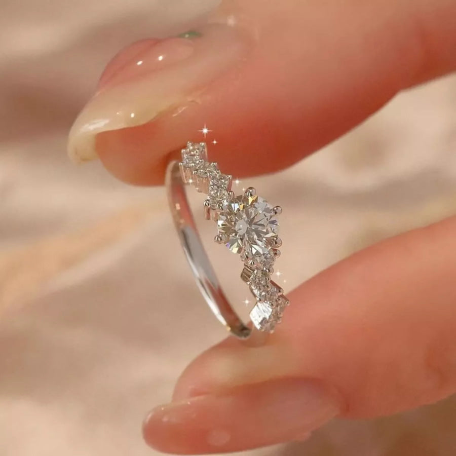 2 Carat 925 Sterling Silver Moissanite Ring Silver / One Size Apparel and Accessories