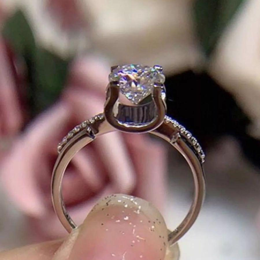 2 Carat 925 Sterling Silver Moissanite Ring Silver / One Size Apparel and Accessories