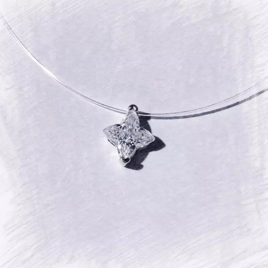 2 Carat 925 Sterling Silver Moissanite Star Pendant Necklace Silver / onesize Apparel and Accessories