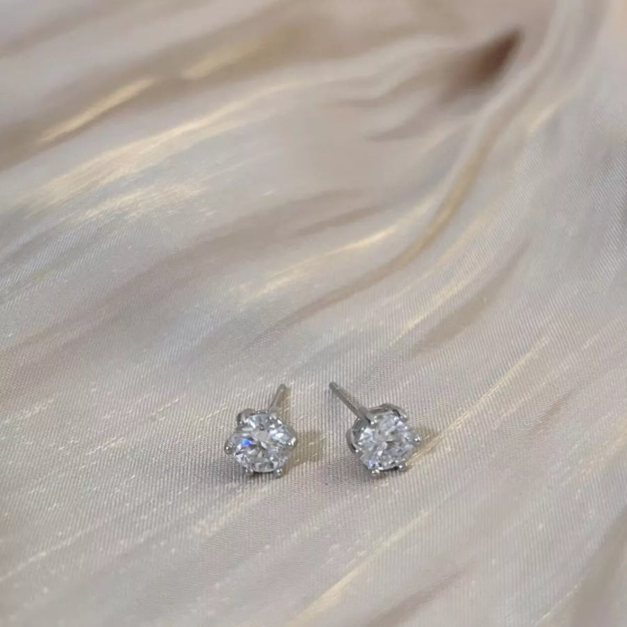 2 Carat 925 Sterling Silver Moissanite Stud Earrings Silver / onesize Apparel and Accessories