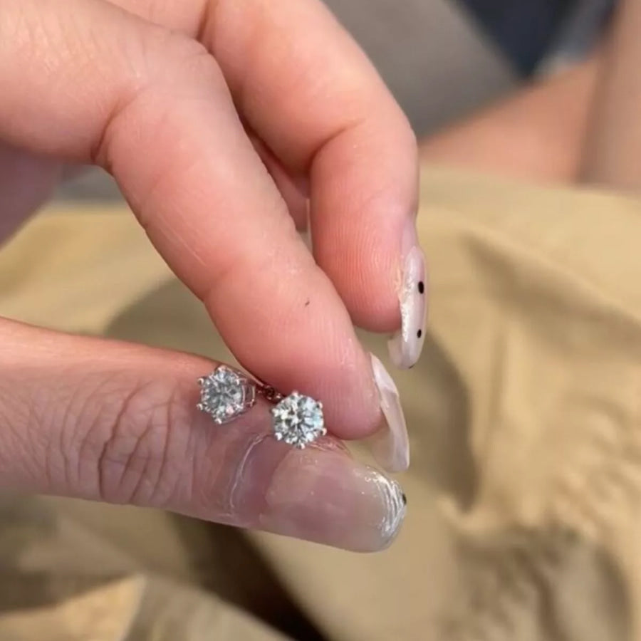 2 Carat 925 Sterling Silver Moissanite Stud Earrings Silver / onesize Apparel and Accessories