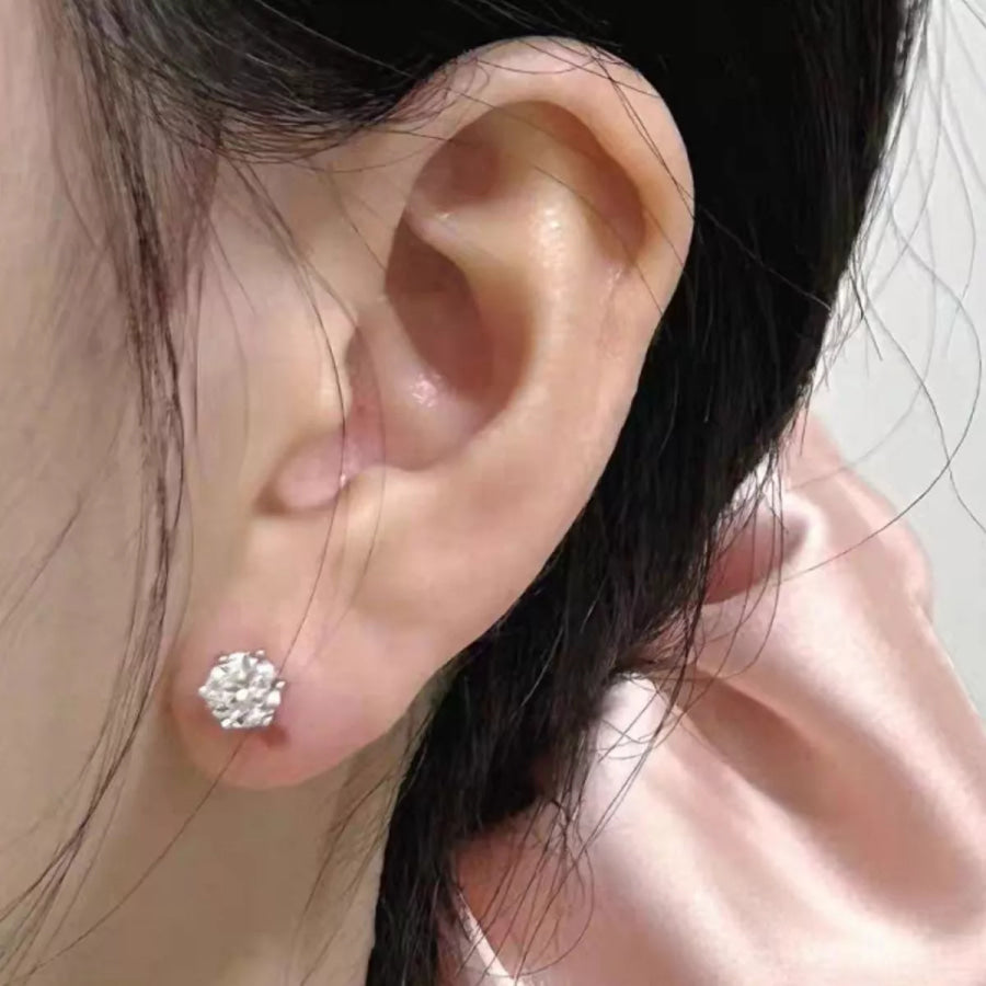 2 Carat 925 Sterling Silver Moissanite Stud Earrings Silver / onesize Apparel and Accessories