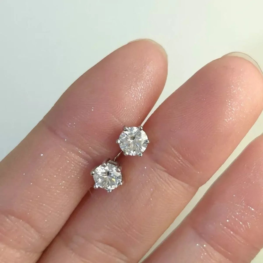 2 Carat 925 Sterling Silver Moissanite Stud Earrings Silver / onesize Apparel and Accessories