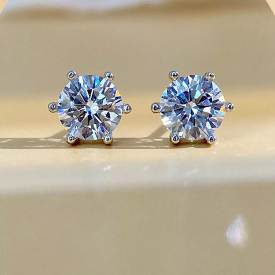 2 Carat 925 Sterling Silver Moissanite Stud Earrings Silver / onesize Apparel and Accessories