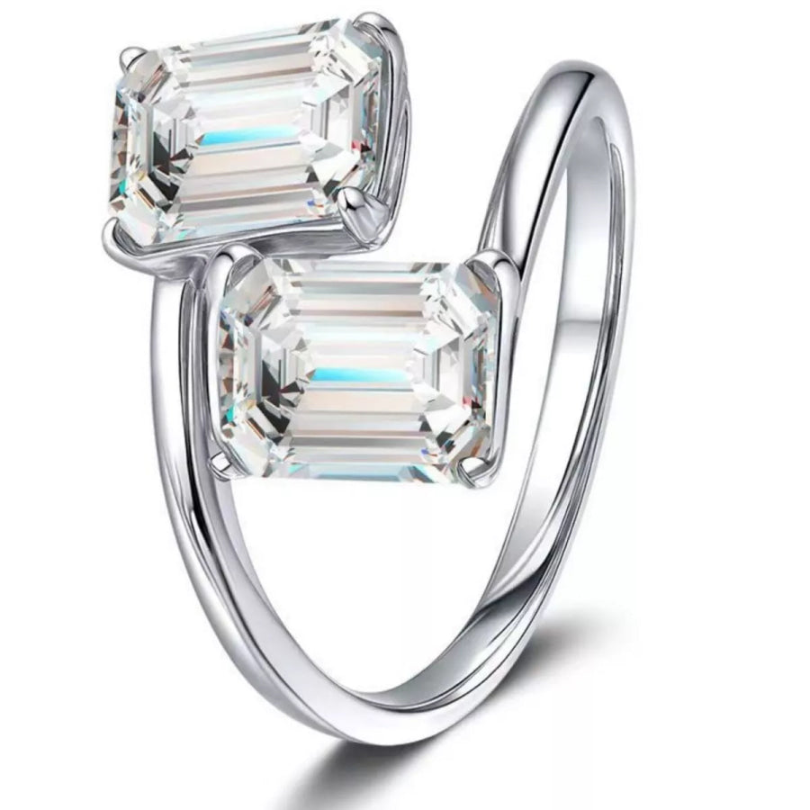 2 Carat Moissanite 925 Sterling Silver Bypass Ring Apparel and Accessories
