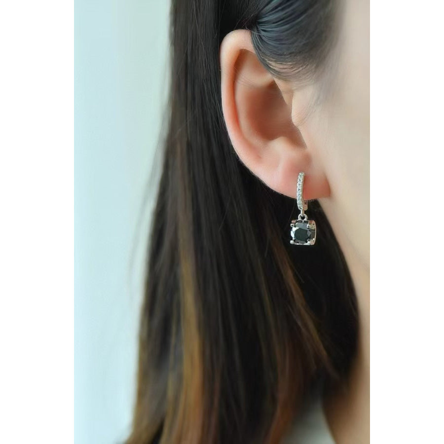 2 Carat Moissanite 925 Sterling Silver Drop Earrings Black / One Size Apparel and Accessories