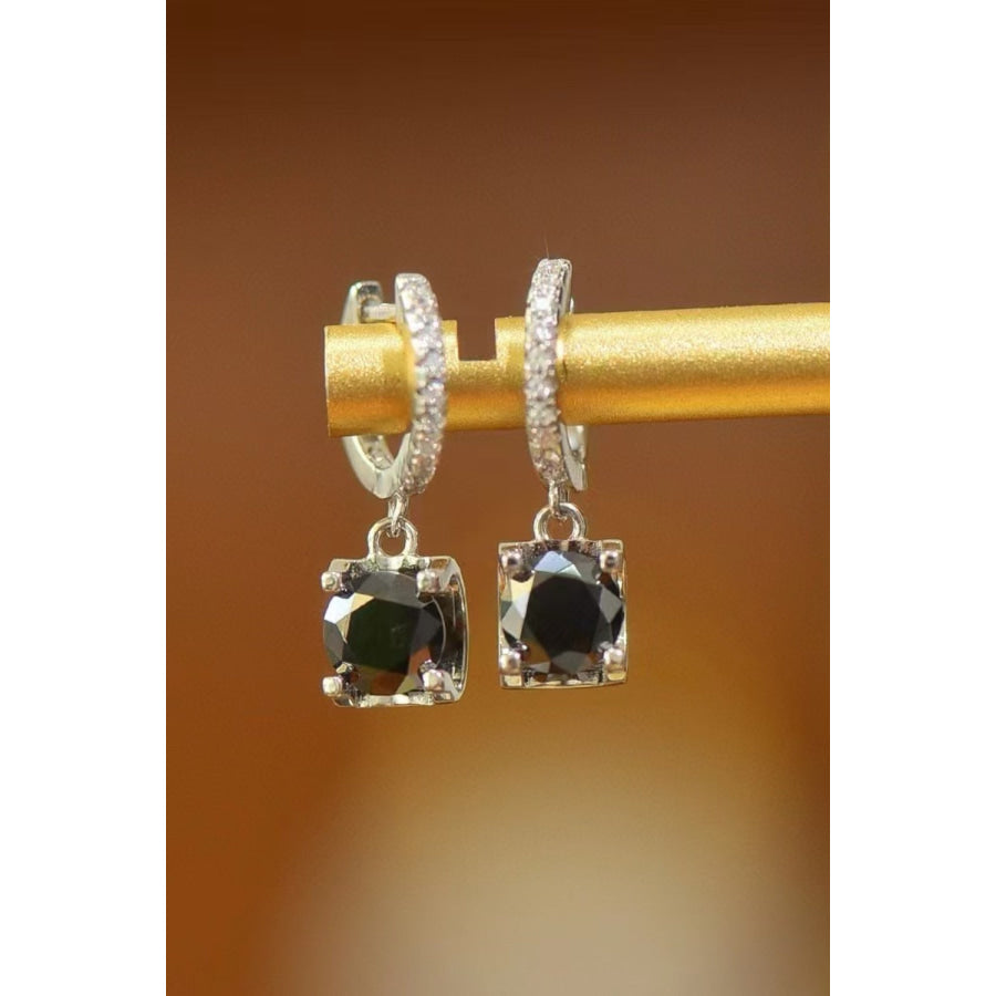 2 Carat Moissanite 925 Sterling Silver Drop Earrings Black / One Size Apparel and Accessories