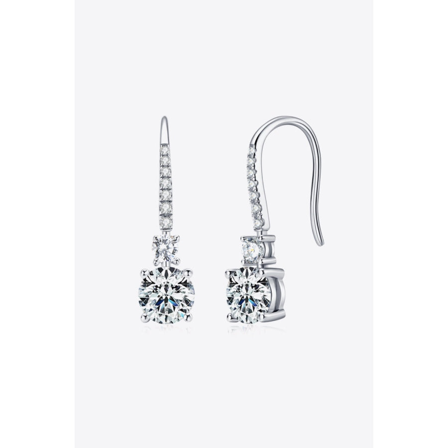 2 Carat Moissanite 925 Sterling Silver Drop Earrings Silver / One Size