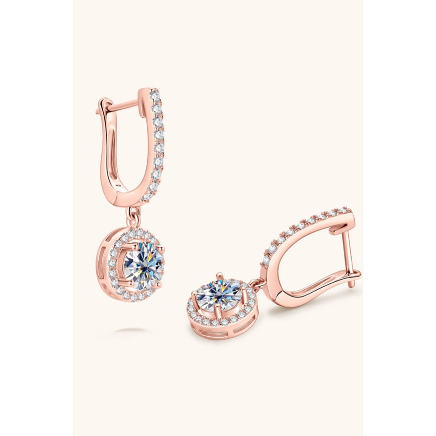 2 Carat Moissanite 925 Sterling Silver Drop Earrings Rose Gold / One Size