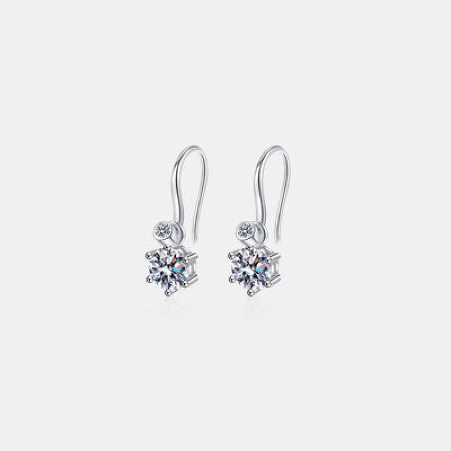 2 Carat Moissanite 925 Sterling Silver Earrings Silver / One Size Apparel and Accessories