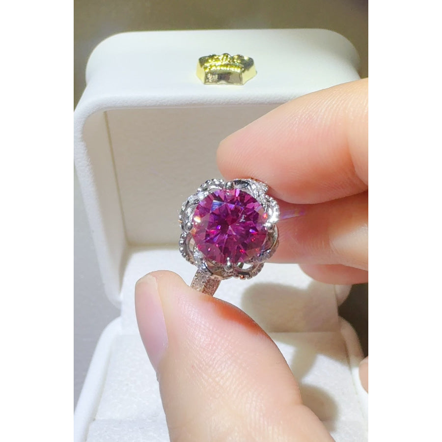 2 Carat Moissanite 925 Sterling Silver Flower Shaper Ring Cerise / 5 Apparel and Accessories