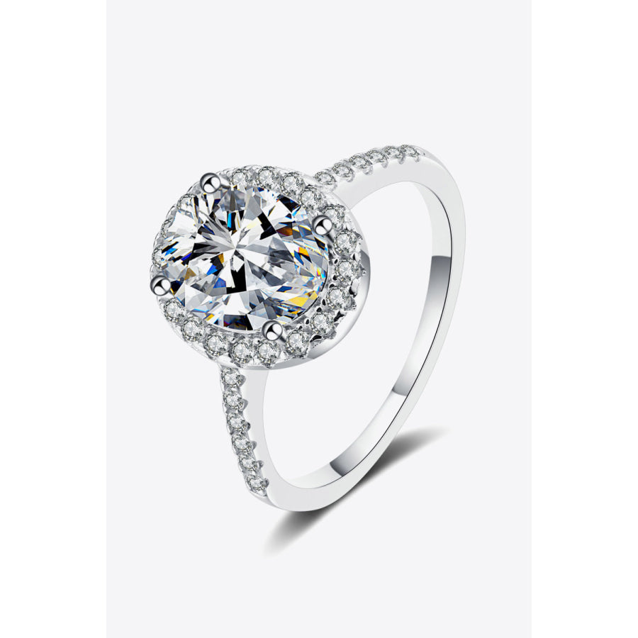 2 Carat Moissanite 925 Sterling Silver Halo Ring