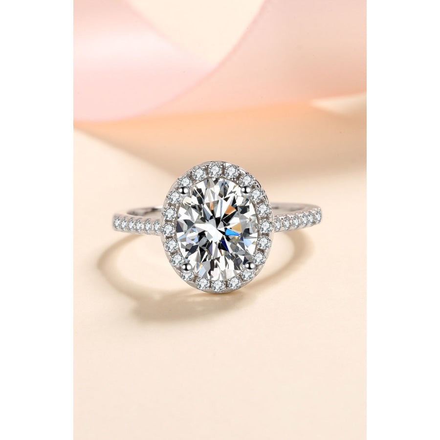 2 Carat Moissanite 925 Sterling Silver Halo Ring