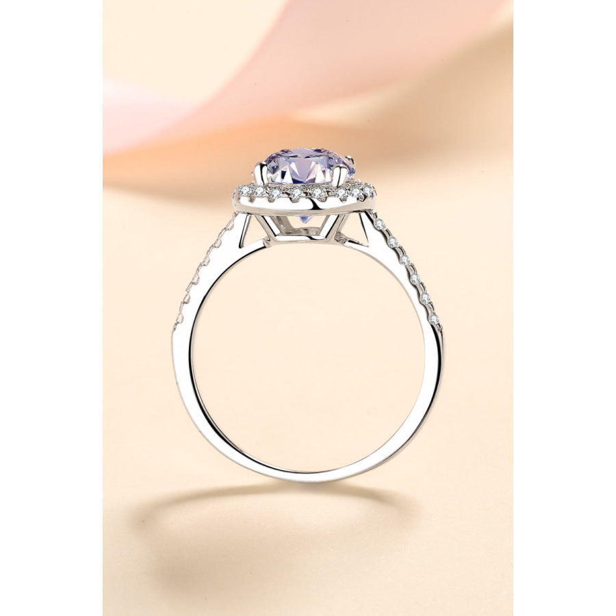 2 Carat Moissanite 925 Sterling Silver Halo Ring