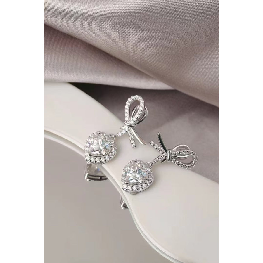 2 Carat Moissanite 925 Sterling Silver Heart Earrings Silver / One Size Apparel and Accessories