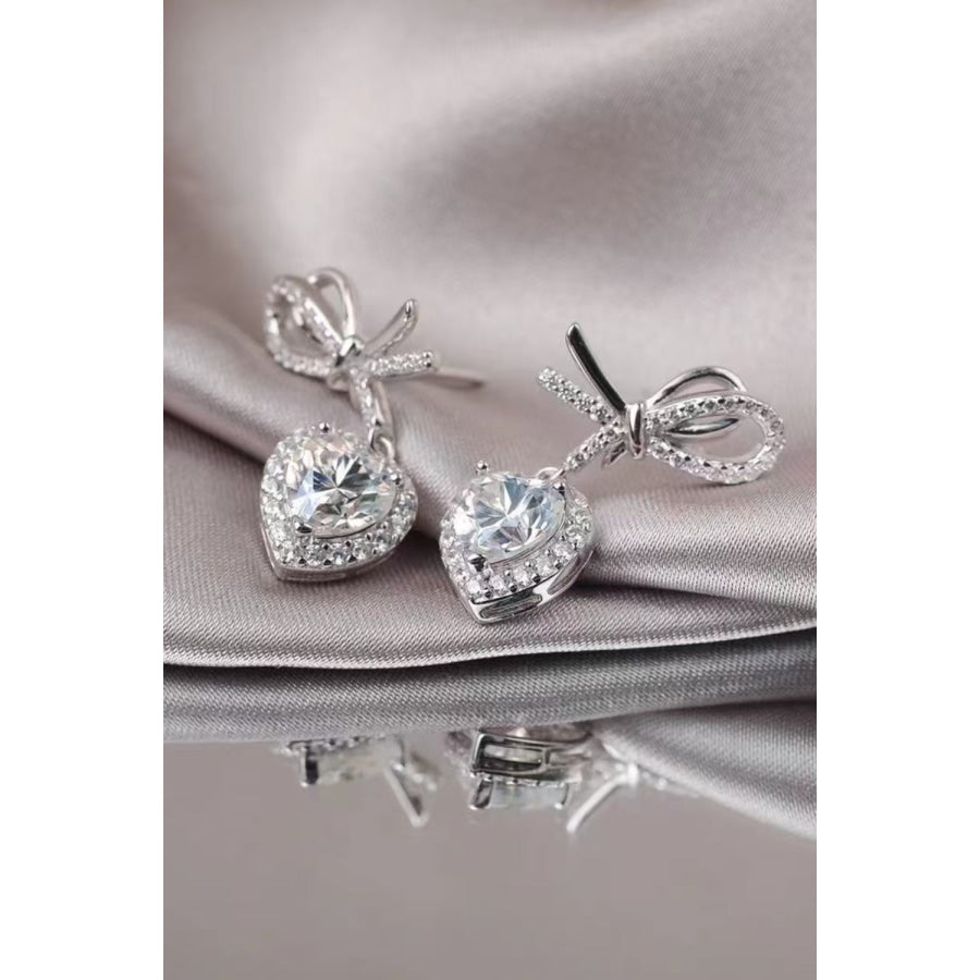 2 Carat Moissanite 925 Sterling Silver Heart Earrings Silver / One Size Apparel and Accessories