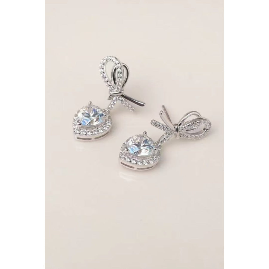 2 Carat Moissanite 925 Sterling Silver Heart Earrings Silver / One Size Apparel and Accessories