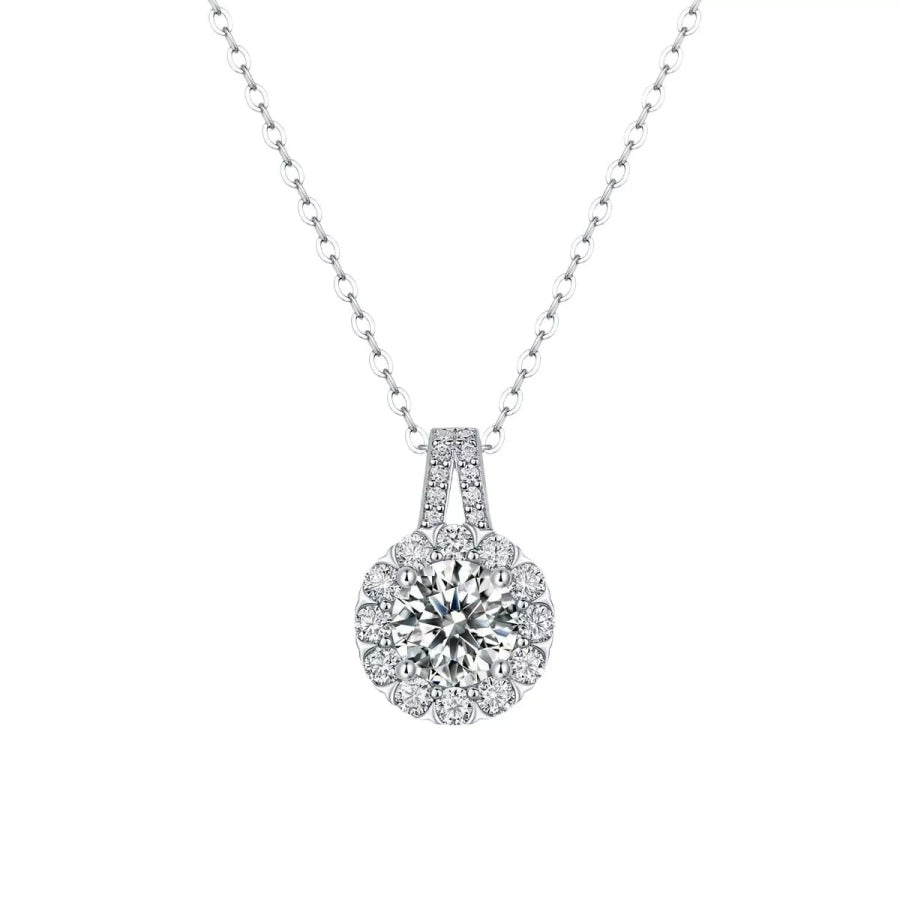 2 Carat Moissanite 925 Sterling Silver Necklace Silver / One Size Apparel and Accessories