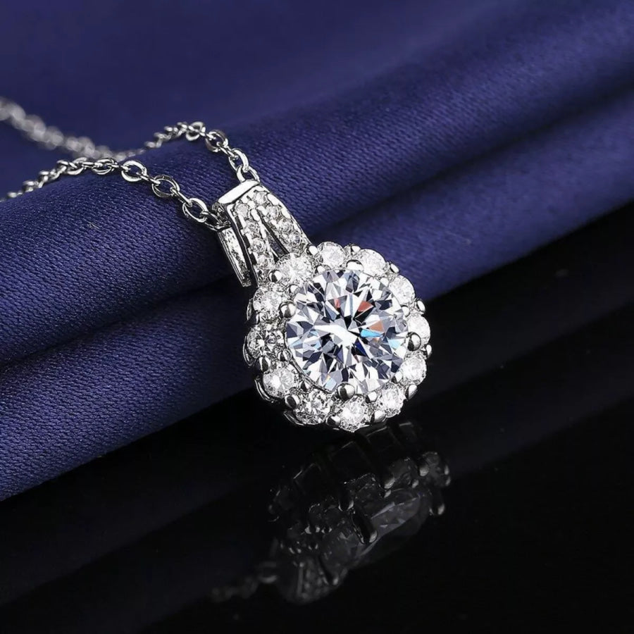 2 Carat Moissanite 925 Sterling Silver Necklace Silver / One Size Apparel and Accessories