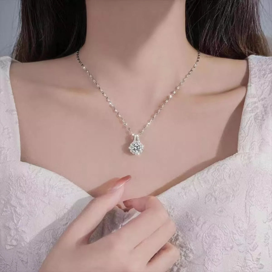 2 Carat Moissanite 925 Sterling Silver Necklace Silver / One Size Apparel and Accessories