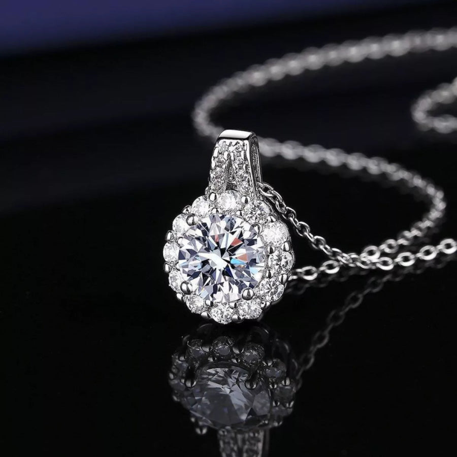2 Carat Moissanite 925 Sterling Silver Necklace Silver / One Size Apparel and Accessories