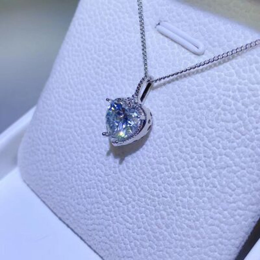 2 Carat Moissanite 925 Sterling Silver Necklace / One Size Apparel and Accessories