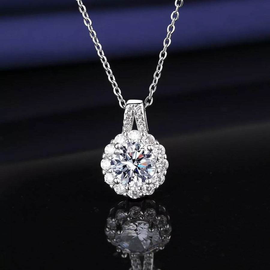 2 Carat Moissanite 925 Sterling Silver Necklace Silver / One Size Apparel and Accessories