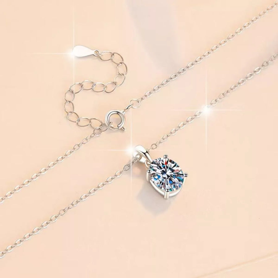 2 Carat Moissanite 925 Sterling Silver Necklace Silver / onesize Apparel and Accessories