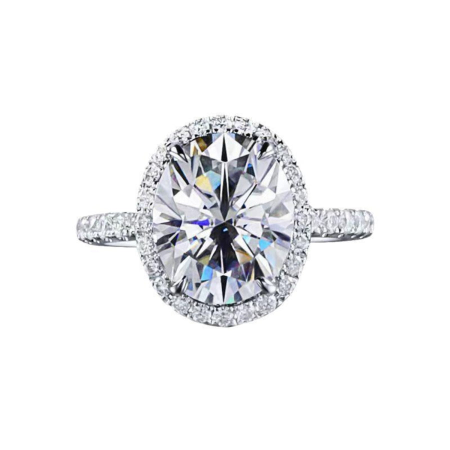 2 Carat Moissanite 925 Sterling Silver Oval Ring Silver / One Size Apparel and Accessories