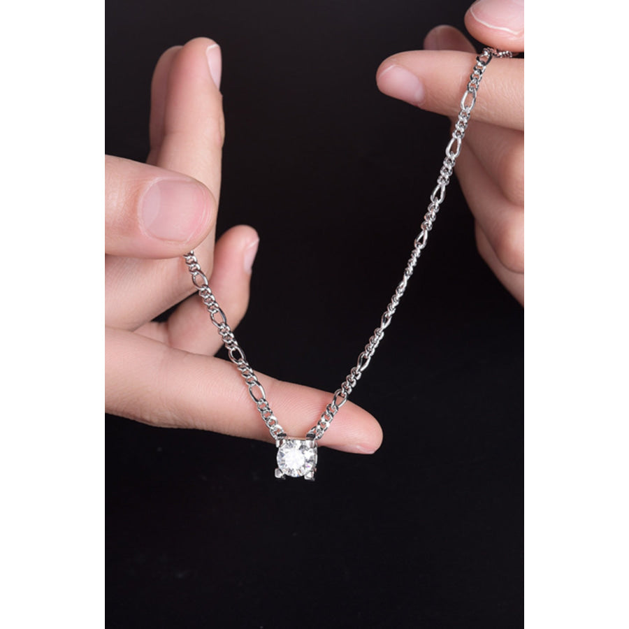 2 Carat Moissanite 925 Sterling Silver Pendant Necklace Silver / One Size Apparel and Accessories