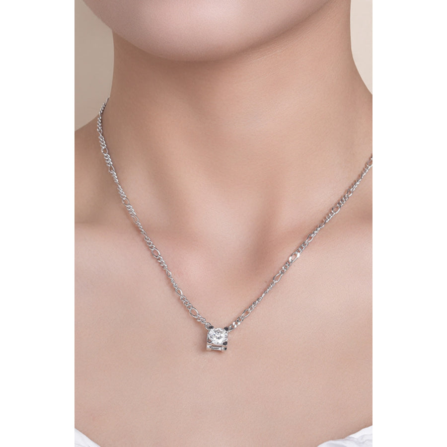 2 Carat Moissanite 925 Sterling Silver Pendant Necklace Silver / One Size Apparel and Accessories
