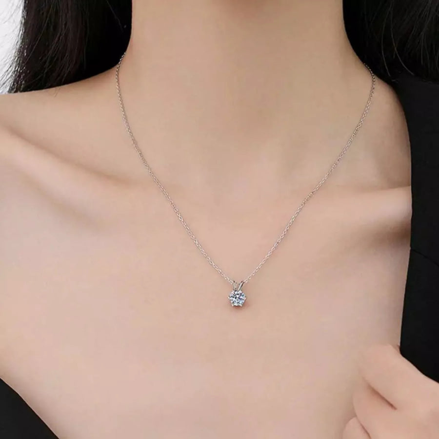 2 Carat Moissanite 925 Sterling Silver Pendant Necklace Silver / onesize Apparel and Accessories