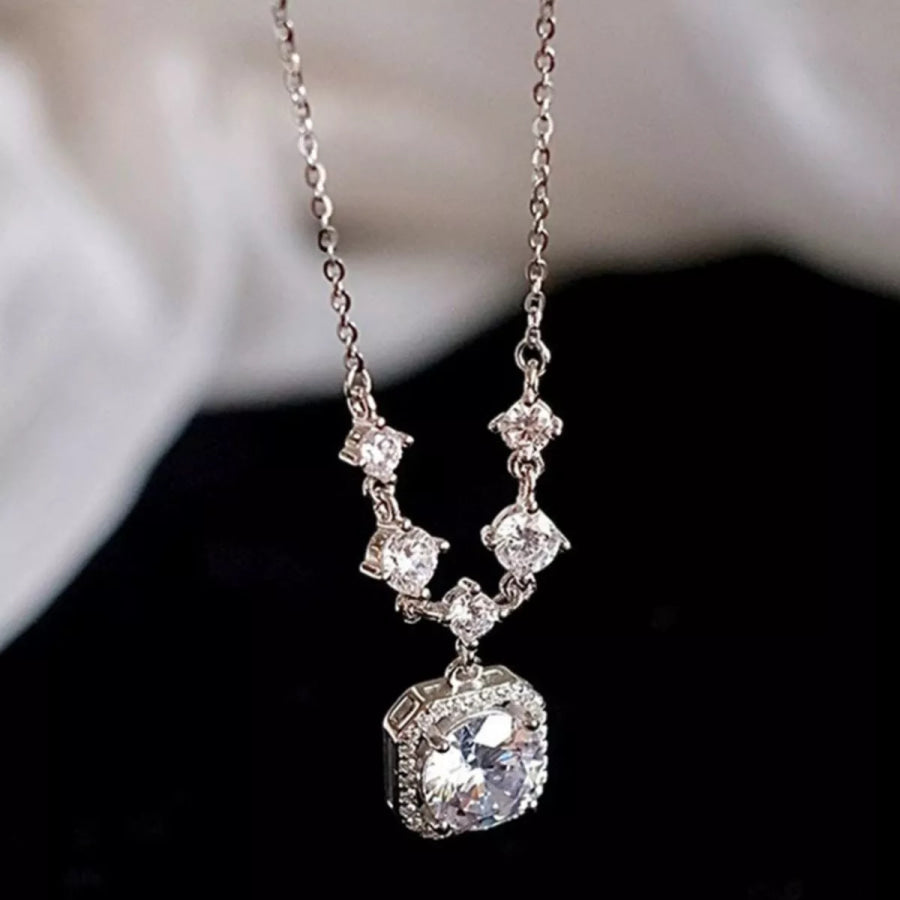 2 Carat Moissanite 925 Sterling Silver Pendant Necklace Silver / onesize Apparel and Accessories