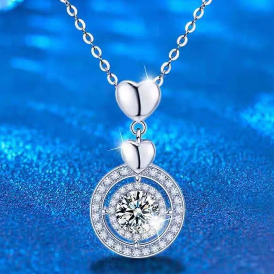 2 Carat Moissanite 925 Sterling Silver Pendant Necklace Silver / onesize Apparel and Accessories