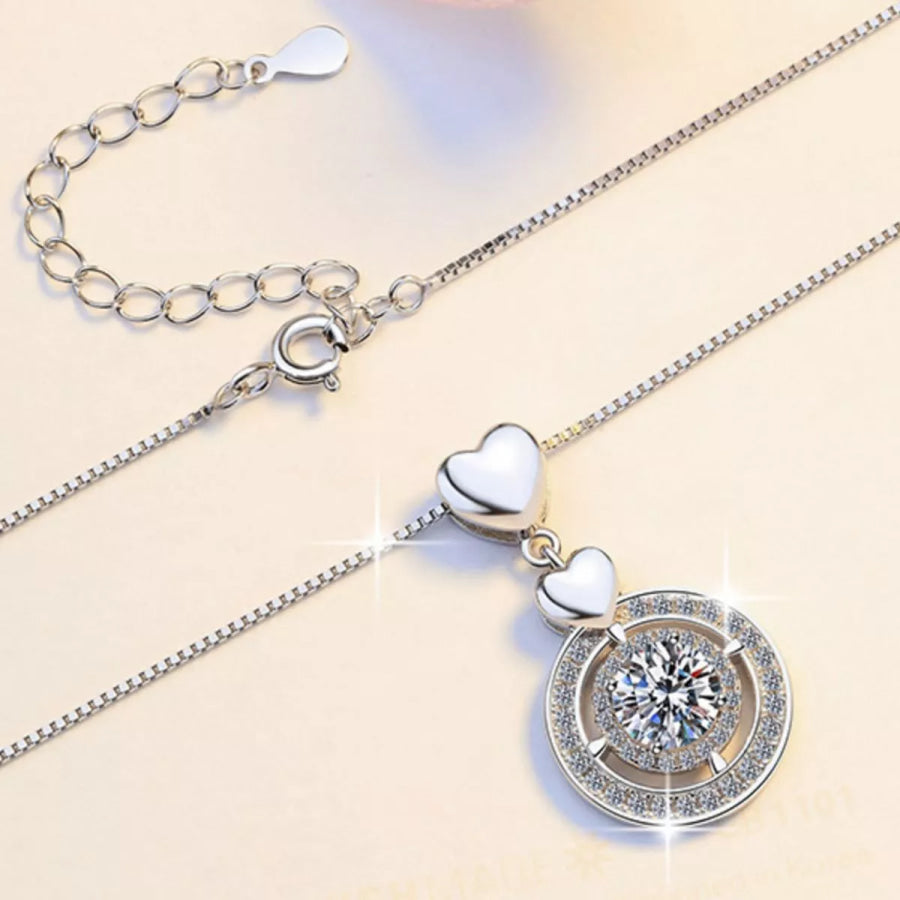 2 Carat Moissanite 925 Sterling Silver Pendant Necklace Silver / onesize Apparel and Accessories