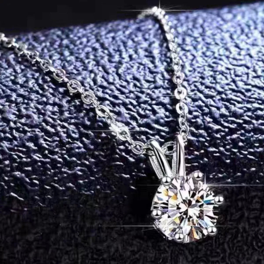 2 Carat Moissanite 925 Sterling Silver Pendant Necklace Silver / onesize Apparel and Accessories