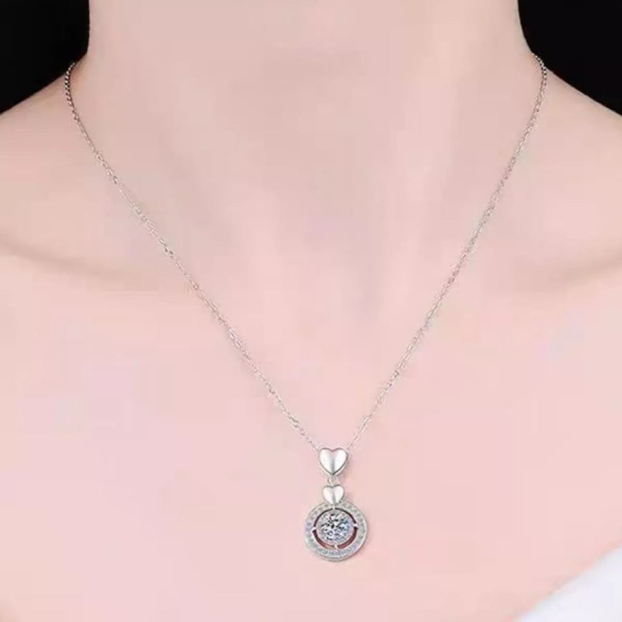 2 Carat Moissanite 925 Sterling Silver Pendant Necklace Silver / onesize Apparel and Accessories