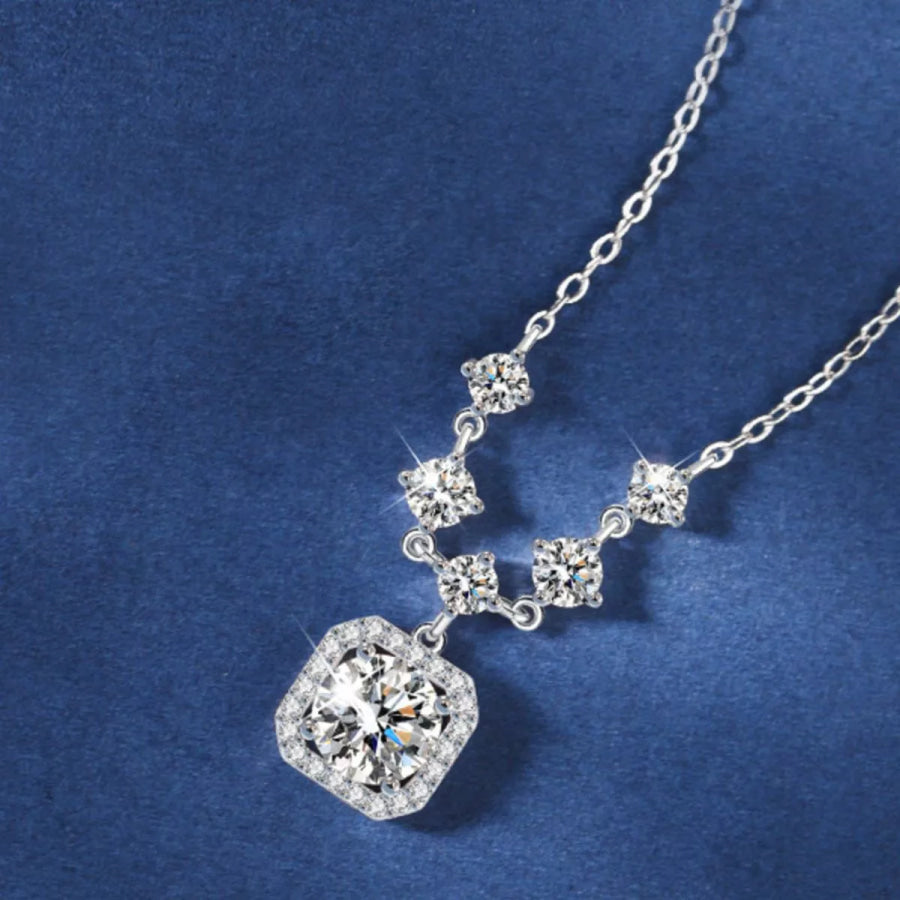 2 Carat Moissanite 925 Sterling Silver Pendant Necklace Silver / onesize Apparel and Accessories